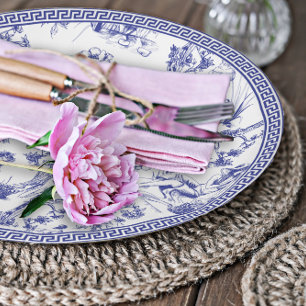 Blue Toile de Jouy Brautparty Pappteller