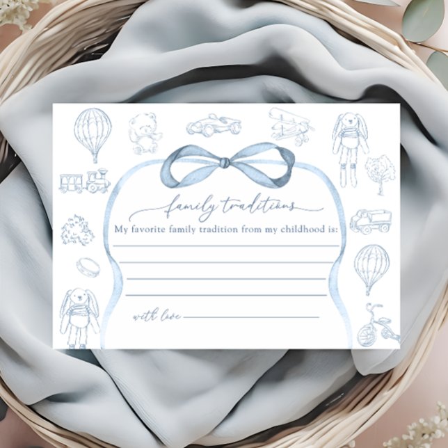 Blue Toile De Jouy Familientraditionen Begleitkarte (Von Creator hochgeladen)