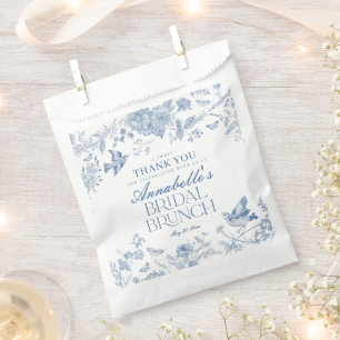 Blue Toile De Jouy Floral Bridal Brunch Dessert Geschenktütchen
