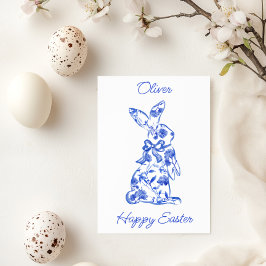 Blue Toile De Jouy Happy Oaster Grußkarte Karte