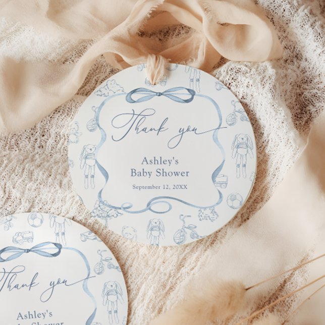 Blue Toile de Jouy Kinderzimmer Boy Baby Dusche Da Geschenkanhänger (Von Creator hochgeladen)