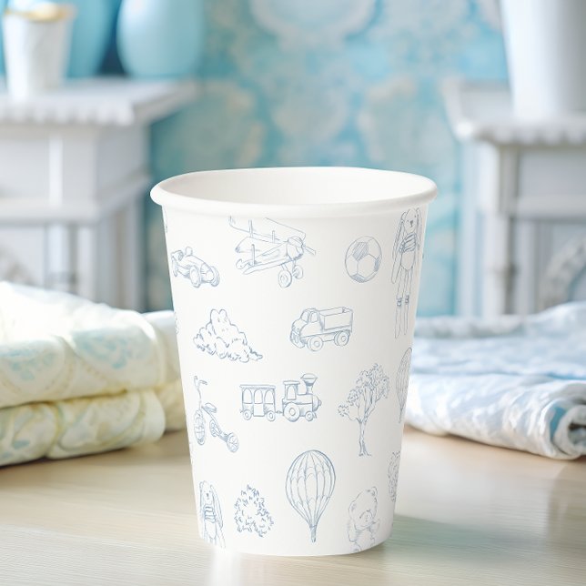 Blue Toile de Jouy Kinderzimmer Boy Baby Dusche Pappbecher (Von Creator hochgeladen)