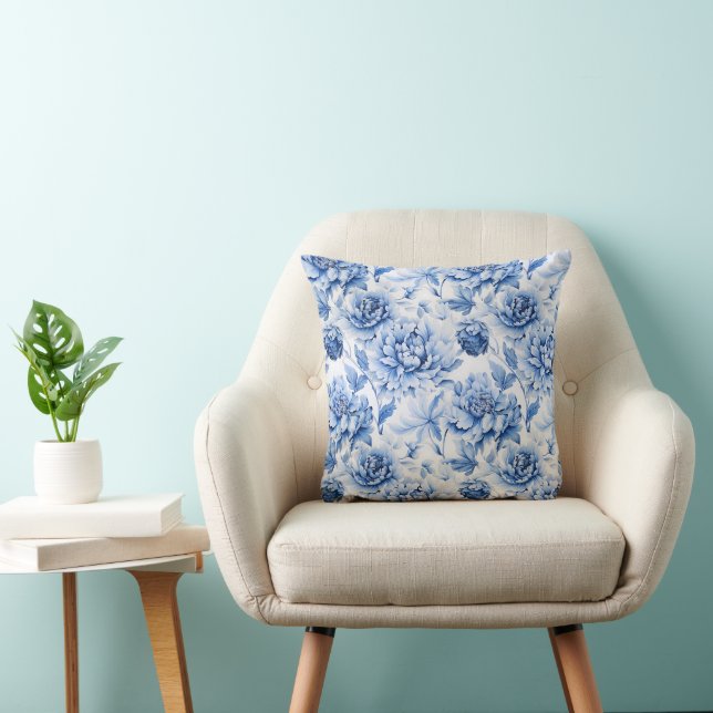 Blue Toile de Jouy Kissen (Stuhl )