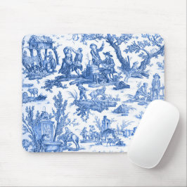 Blue Toile de Jouy Mouse Pad Mousepad