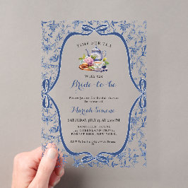 Blue Toile de jouy Tee Party Brautparty Acryleinladungen