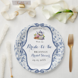 Blue Toile de jouy Tee Party Brautparty Pappteller