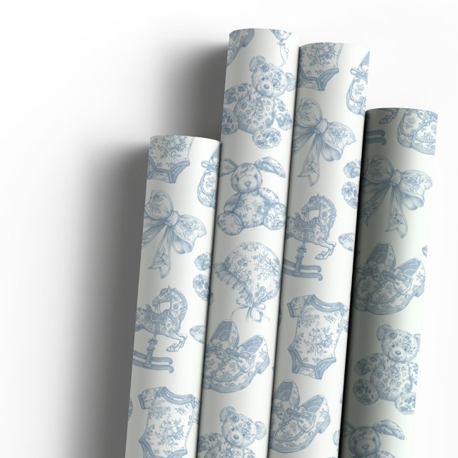 Blue Toile de Jouy Vintag Kinderzimmer Geschenkpapier (Von Creator hochgeladen)