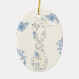 Blue Toile Oaster Keramik Ornament