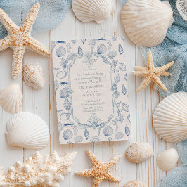 Blue toile Ocean Baby Shower Invitation
