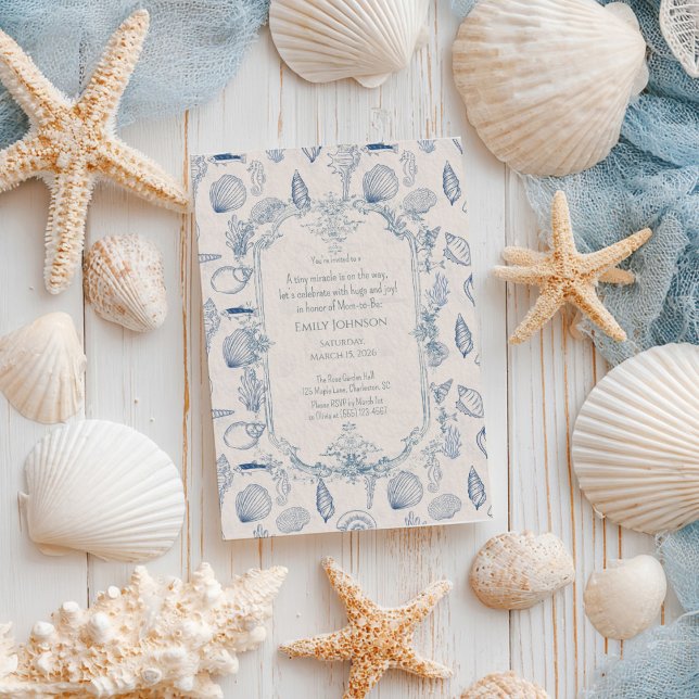 Blue toile Ocean Baby Shower Invitation (Créateur téléchargé)