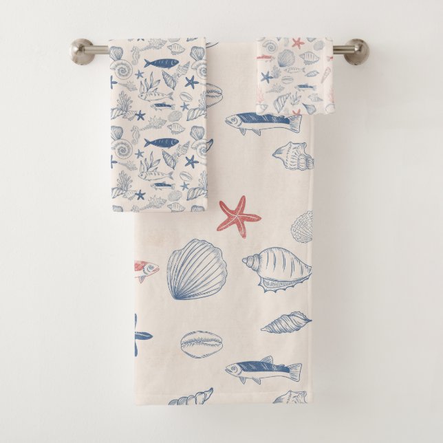 Blue toile Ocean Towel Badhandtuch Set (Insitu)