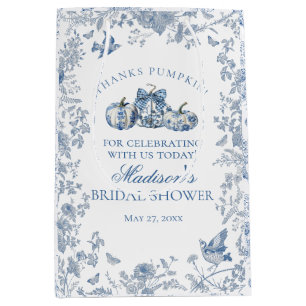 Blue Toile Pumpkin French Fall Brautparty Gevor Mittlere Geschenktüte