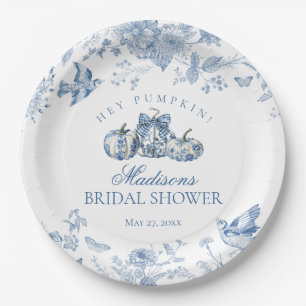 Blue Toile Pumpkin French Fall Floral Bridal Showe Pappteller