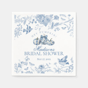 Blue Toile Pumpkin French Fall Floral Bridal Showe Serviette