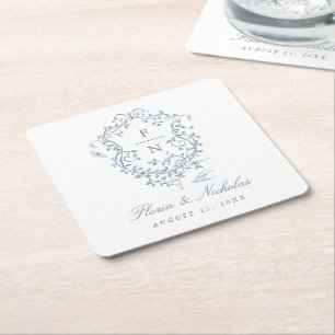 Blue Toile Wedding Paper Untersetzer Chinoiserie C