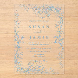 Blue Toile Wedylic Einladung