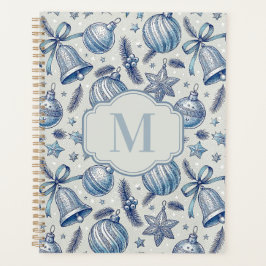Blue Toile Weihnachtsschmuck Custom Monogram Planer