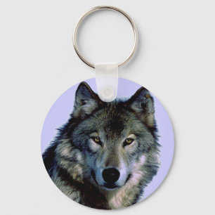 Blue Tones Wolf Portrait Key Chain Schlüsselanhänger