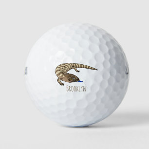 Blue tongue lizard reptile cartoon golfball