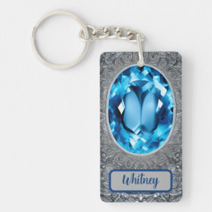 Blue Topaz et Silver Inspiré Porte - clé (01)