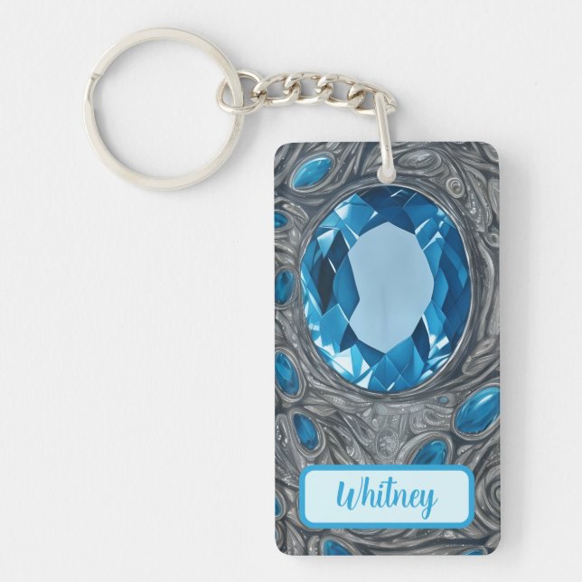 Blue Topaz et Silver Inspiré Porte - clé (10) (Devant)