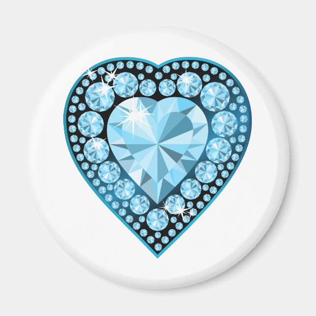Blue Topaz Gem Herz Magnet (Vorne)