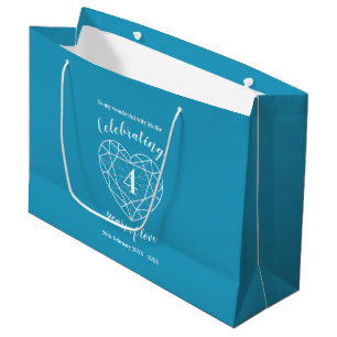Blue Topaz Jubiläum 4 Jahre personalisiert Große Geschenktüte