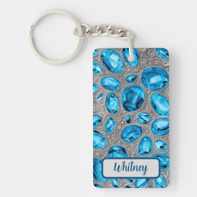 Blue Topaz und Silver Inspiriert Schlüsselanhänger (Vorderseite)