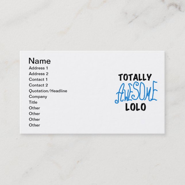 Blue Total Phantastisch Lolo T - Shirt und Geschen Visitenkarte (Vorderseite)