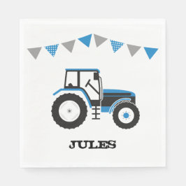 Blue Tractor Birthday Party Paper Napkins Serviette
