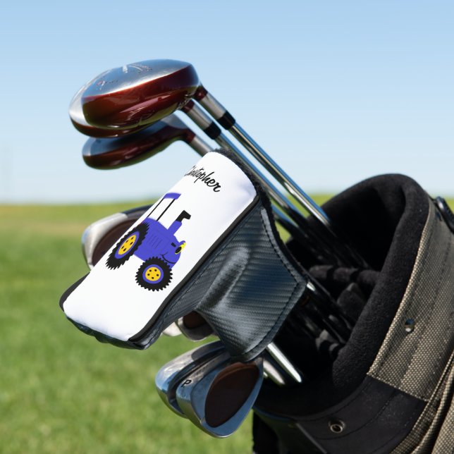 Blue Tractor Design Golf Headcover (In Situ)