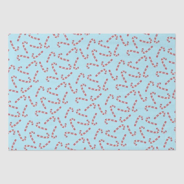 Blue Traditional Candy Cane Vintage Weihnachten Seidenpapier (Vorderseite)