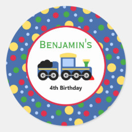 Blue Train Motor und Coal Car Geburtstag Runder Aufkleber