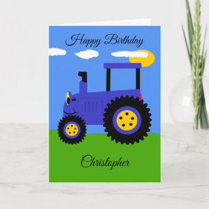 Blue Traktor Birthday Card Karte