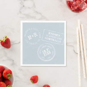 Blue Travel Theme Custom Passport Briefmarke Hochz Serviette