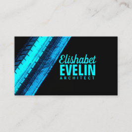 Blue Tread Paths on Black Canvas Visitenkarte