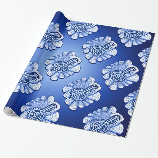 Blue Treble Clef Music Art Geschenkpapier (Ungerollt)
