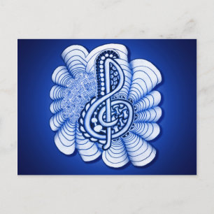 Blue Treble Clef Music Art Postkarte