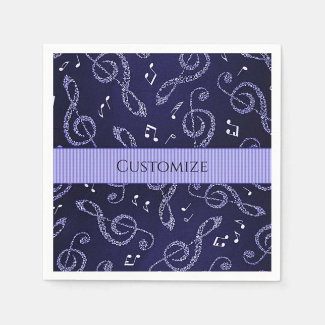 Blue Treble Clefs Stilvoll für Napkins personalisi Serviette (Vorderseite)