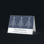 Blue Trees Brother and Sister of Law Weihnachten Karte<br><div class="desc">Fröhliche Weihnachten für Juristen und Geschwister in modernem Marineblau mit verzierten Weihnachtsbildern.</div>