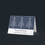 Blue Trees Niece und ihr Weihnachtsfest in Husband Karte<br><div class="desc">Frohe Weihnachten für Nichte und ihre Ehemannskarte in modernem Marineblau mit verzierten Weihnachtsbaumabbildungen.</div>