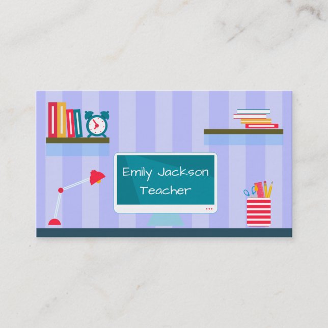 Blue Trendy Teacher Tutoring Visitenkarte (Vorderseite)
