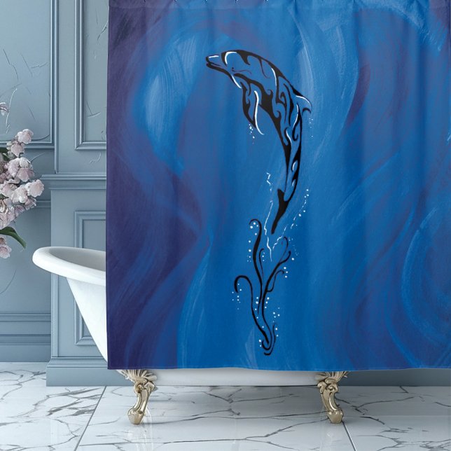 Blue Tribal Dolphin Duschvorhang (Von Creator hochgeladen)