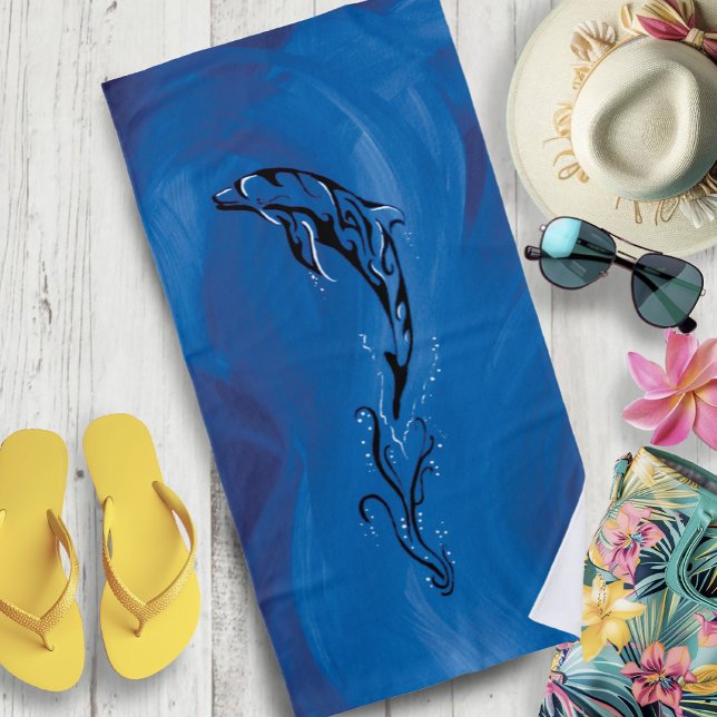 Blue Tribal Dolphin Strandtuch (Von Creator hochgeladen)