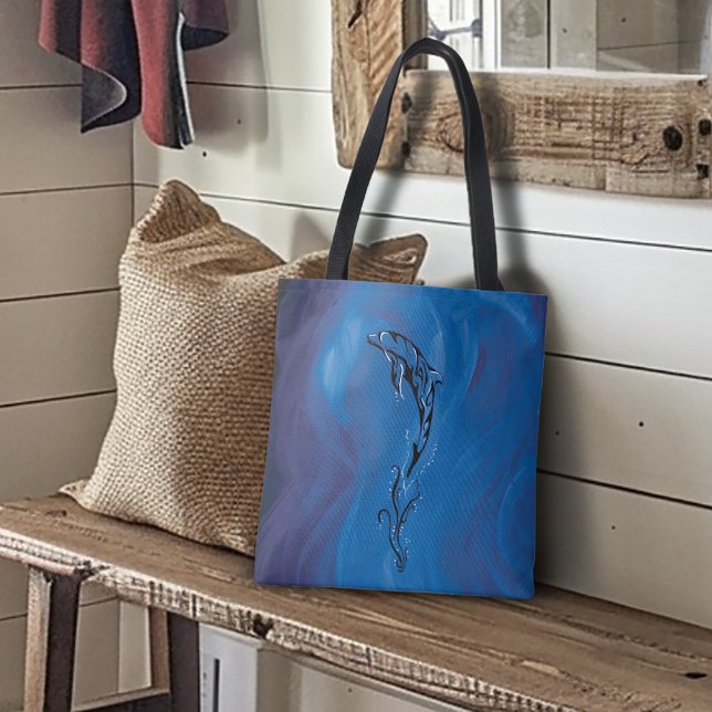 Blue Tribal Dolphin Tasche (Von Creator hochgeladen)