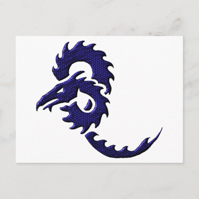 Blue Tribal Dragon Postkarte (Vorderseite)