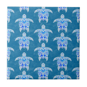 Blue Tribal Honu Sea Turtles Fliese