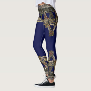 Blue Tribal Kuchi Belly Tanz Yoga Leggings