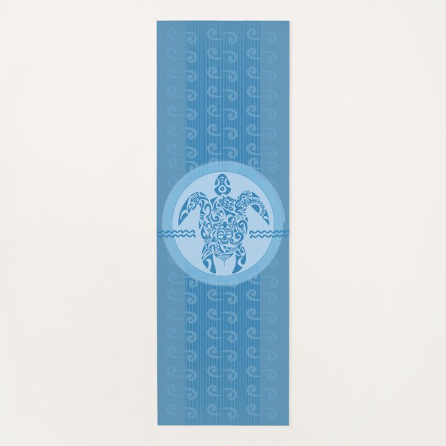 Blue Tribal Sea Turtle Yoga Mat Yogamatte (Vorderseite)