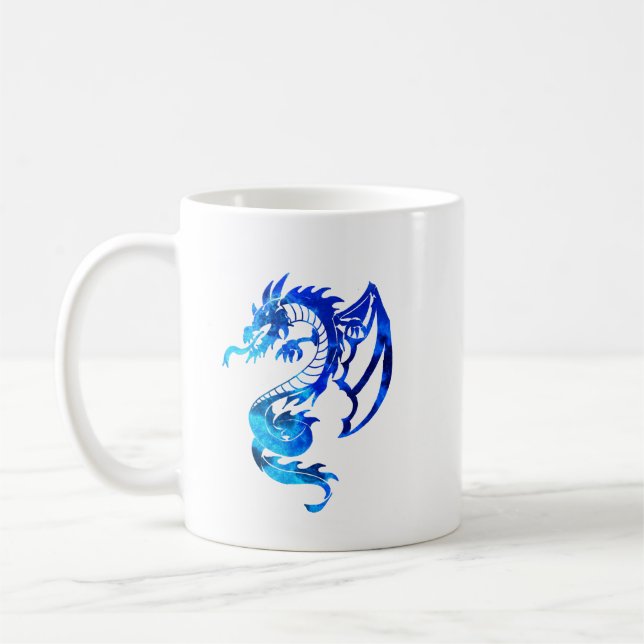 Blue Tribal Tattoo Dragon Kaffeetasse (Links)